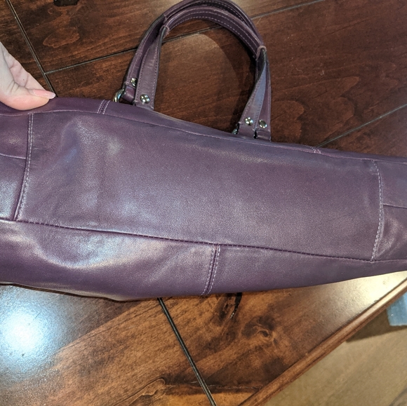 Coach Ashley Pleated Satchel in Purple Leather - Picture 5 of 16